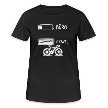Büro Akku Gravelbike - Frauen T-Shirt atmungsaktiv - Schwarz - Vorne - AI Model Female 172 light (172cm)