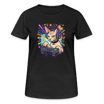 Sphynx Cat Gamer - Frauen T-Shirt atmungsaktiv - Schwarz - Vorne - AI Model Female 172 light (172cm)