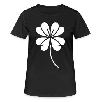 Kleeblatt Silhouette Irisches Glückssymbol - Frauen T-Shirt atmungsaktiv - Schwarz - Vorne - AI Model Female 172 light (172cm)