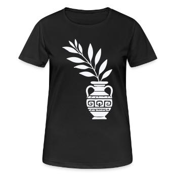 Antike Vase mit Blattzweigen - Frauen T-Shirt atmungsaktiv - Schwarz - Vorne - AI Model Female 172 light (172cm)