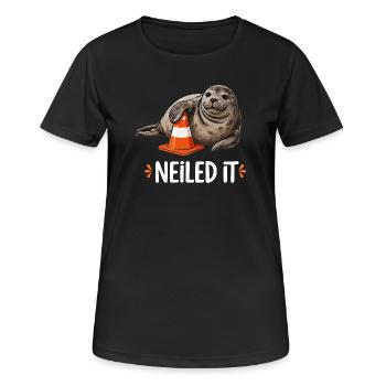 Neiled It Robbe Verkehrskegel Baustelle Humor - Frauen T-Shirt atmungsaktiv - Schwarz - Vorne - AI Model Female 172 light (172cm)