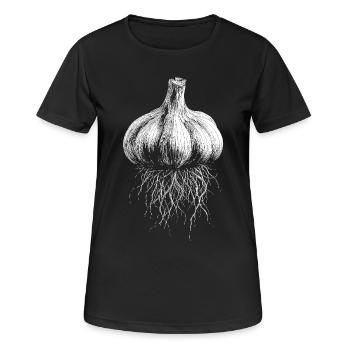 Knoblauch - Frauen T-Shirt atmungsaktiv - Schwarz - Vorne - AI Model Female 172 light (172cm)
