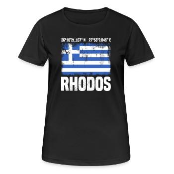 Insel Rhodos Koordinaten - Frauen T-Shirt atmungsaktiv - Schwarz - Vorne - AI Model Female 172 light (172cm)