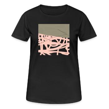 Rosé Netz auf Olivgrund - Frauen T-Shirt atmungsaktiv - Schwarz - Vorne - AI Model Female 172 light (172cm)