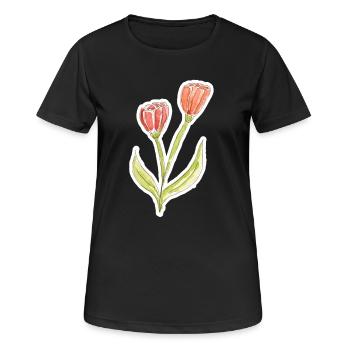 Wasserfarbene Tulpe - Frauen T-Shirt atmungsaktiv - Schwarz - Vorne - AI Model Female 172 light (172cm)