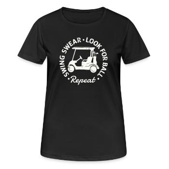 Swing Swear - Look For Ball - Repeat  - Frauen T-Shirt atmungsaktiv - Schwarz - Vorne - AI Model Female 172 light (172cm)
