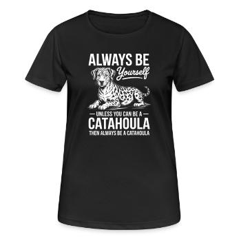 Louisiana Catahoula Leopard Dog Spruch Geschenk - Frauen T-Shirt atmungsaktiv - Schwarz - Vorne - AI Model Female 172 light (172cm)