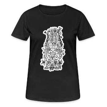 Shaman Head (Gliederung) - Frauen T-Shirt atmungsaktiv - Schwarz - Vorne - AI Model Female 172 light (172cm)
