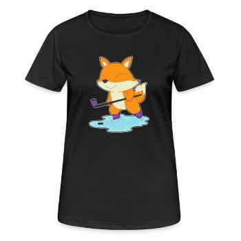 Fuchs Eishockey Eishockeyschläger - Frauen T-Shirt atmungsaktiv - Schwarz - Vorne - AI Model Female 172 light (172cm)