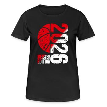 Basketball Meister Edition 2026 in rot und weiß - Frauen T-Shirt atmungsaktiv - Schwarz - Vorne - AI Model Female 172 light (172cm)