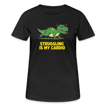 Dinosaurier hasst Cardio Training - Frauen T-Shirt atmungsaktiv - Schwarz - Vorne - AI Model Female 172 light (172cm)