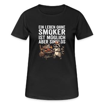 Waschbär Smoker Liebhaber - Frauen T-Shirt atmungsaktiv - Schwarz - Vorne - AI Model Female 172 light (172cm)