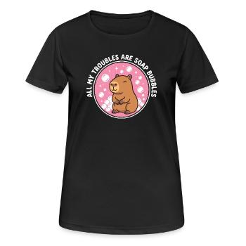All My Troubles Are Soap Bubbles - Frauen T-Shirt atmungsaktiv - Schwarz - Vorne - AI Model Female 172 light (172cm)