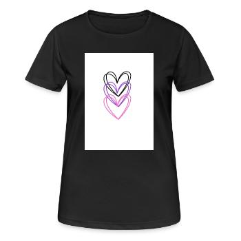 Three intertwined hearts in neon colors - Women's Breathable T-Shirt - black - Front - AI Model Female 172 light (172cm)