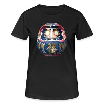 Colorful Daruma with Floral Origami Daruma - Women's Breathable T-Shirt - black - Front - AI Model Female 172 light (172cm)