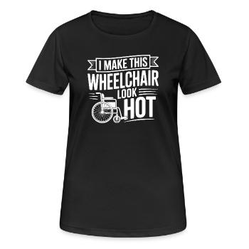 Ich lasse diesen Rollstuhl heiß aussehen - Frauen T-Shirt atmungsaktiv - Schwarz - Vorne - AI Model Female 172 light (172cm)