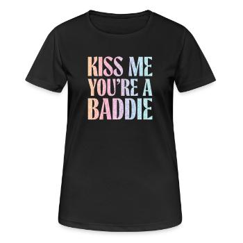 Küss mich du Baddie. - Frauen T-Shirt atmungsaktiv - Schwarz - Vorne - AI Model Female 172 light (172cm)