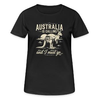 Australien is Calling and I Must go - Frauen T-Shirt atmungsaktiv - Schwarz - Vorne - AI Model Female 172 light (172cm)