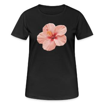 Hibiskuspfirsich - Frauen T-Shirt atmungsaktiv - Schwarz - Vorne - AI Model Female 172 light (172cm)