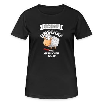 Schaf Unschaf Gestochen Schaf Wortspiel - Frauen T-Shirt atmungsaktiv - Schwarz - Vorne - AI Model Female 172 light (172cm)