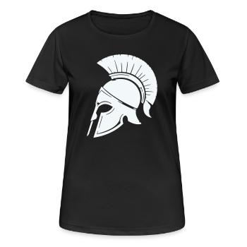 Spartanischer Helmschutz Grafik Blau - Frauen T-Shirt atmungsaktiv - Schwarz - Vorne - AI Model Female 172 light (172cm)