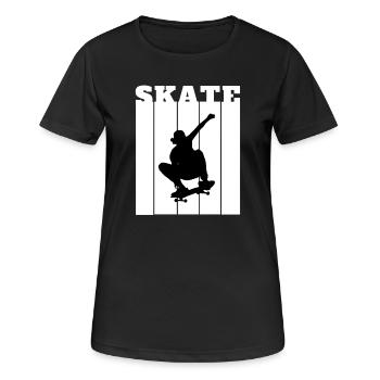 Skateboard Silhouette Skater Geschenk Cooles Shirt - Frauen T-Shirt atmungsaktiv - Schwarz - Vorne - AI Model Female 172 light (172cm)