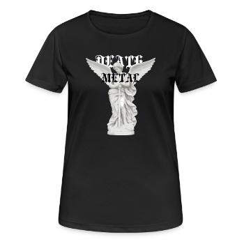 Metalltypografie der geflügelten Engelsstatue - Frauen T-Shirt atmungsaktiv - Schwarz - Vorne - AI Model Female 172 light (172cm)