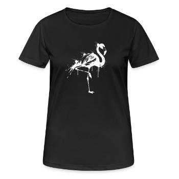 Flamingo Schwarz-Weiß-Spritzer - Frauen T-Shirt atmungsaktiv - Schwarz - Vorne - AI Model Female 172 light (172cm)