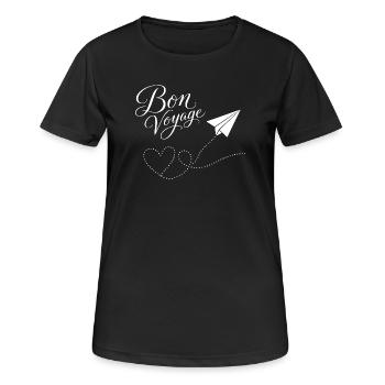 Bon Voyage gute Reise Papierzug Flugzeug mit Herz - Frauen T-Shirt atmungsaktiv - Schwarz - Vorne - AI Model Female 172 light (172cm)