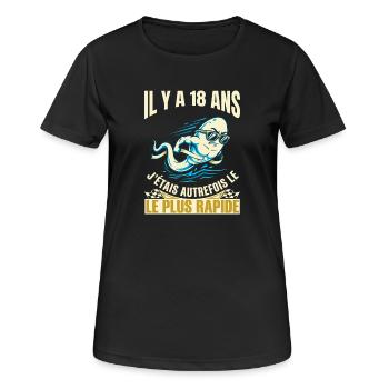Anniversaire 18 Ans Humour Le Plus Rapide - T-shirt respirant Femme - noir - Devant - AI Model Female 172 light (172cm)