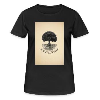 Roots Run Deep – Baum Poster Vintage - Frauen T-Shirt atmungsaktiv - Schwarz - Vorne - AI Model Female 172 light (172cm)