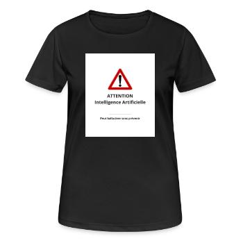 Attention : IA hallucinante - T-shirt respirant Femme - noir - Devant - AI Model Female 172 light (172cm)