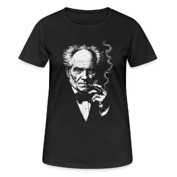 Arthur Schopenhauer raucht Zigarre - Frauen T-Shirt atmungsaktiv - Schwarz - Vorne - AI Model Female 172 light (172cm)