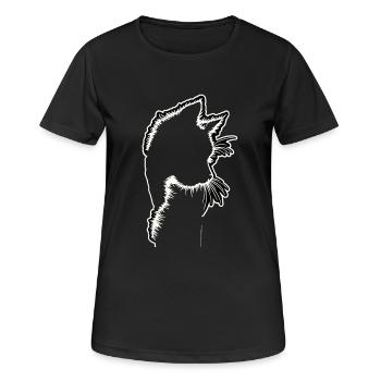 Katzensilhouette | Minimalistisches Design - Frauen T-Shirt atmungsaktiv - Schwarz - Vorne - AI Model Female 172 light (172cm)