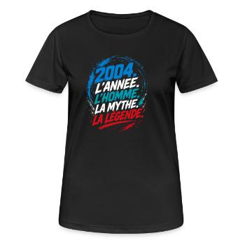 2004 L'année L'homme La Mythe La Légende - T-shirt respirant Femme - noir - Devant - AI Model Female 172 light (172cm)