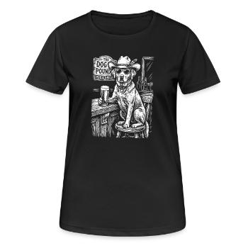 Cowboy Dog Beer Funny Labrador - Frauen T-Shirt atmungsaktiv - Schwarz - Vorne - AI Model Female 172 light (172cm)