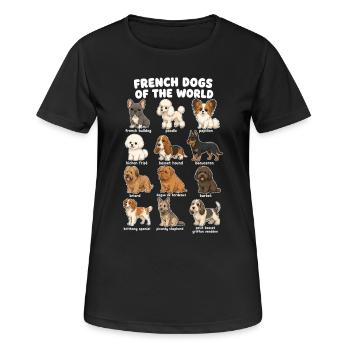 Französische Hunderassen-diagramm Niedliche - Frauen T-Shirt atmungsaktiv - Schwarz - Vorne - AI Model Female 172 light (172cm)