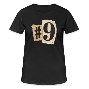 Zahl Neun Collage Typografie - Frauen T-Shirt atmungsaktiv - Schwarz - Vorne - AI Model Female 172 light (172cm)
