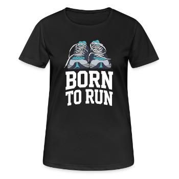 Trailrunning – Geboren zum Laufen - Frauen T-Shirt atmungsaktiv - Schwarz - Vorne - AI Model Female 172 light (172cm)