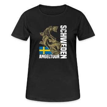Suède Pêche - T-shirt respirant Femme - noir - Devant - AI Model Female 172 light (172cm)