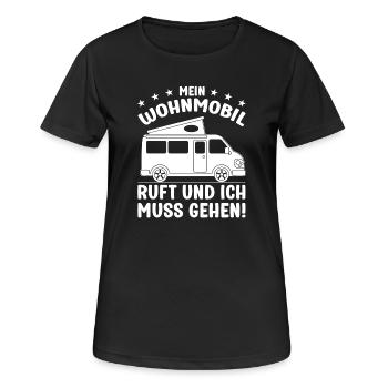 Mein Wohnmobil ruft und ich muss gehen Camping - Frauen T-Shirt atmungsaktiv - Schwarz - Vorne - AI Model Female 172 light (172cm)