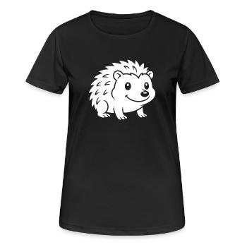 Igel Silhouette Herbst Tiermotiv - Frauen T-Shirt atmungsaktiv - Schwarz - Vorne - AI Model Female 172 light (172cm)