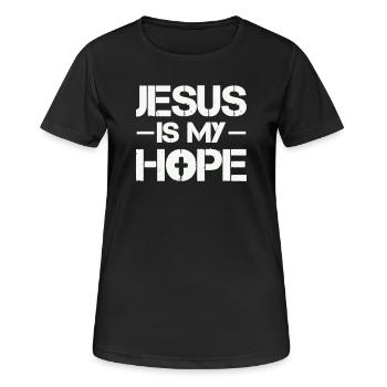 Jesus ist meine Hoffnung - Frauen T-Shirt atmungsaktiv - Schwarz - Vorne - AI Model Female 172 light (172cm)