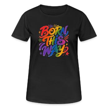 Born This Way : fierté arc-en-ciel CSD - T-shirt respirant Femme - noir - Devant - AI Model Female 172 light (172cm)
