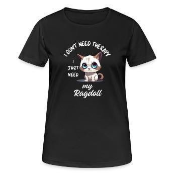 Ragdoll-Katzentherapie - Frauen T-Shirt atmungsaktiv - Schwarz - Vorne - AI Model Female 172 light (172cm)