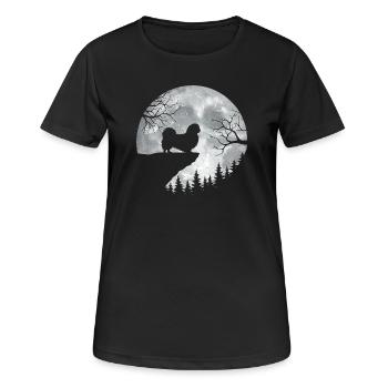 Pleine lune pékinoise - Chien de Péke Maman Papa Chien de poche - T-shirt respirant Femme - noir - Devant - AI Model Female 172 light (172cm)