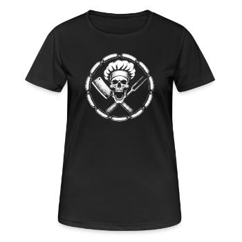 Cooking skull logo with knife and fork - Women's Breathable T-Shirt - black - Front - AI Model Female 172 light (172cm)