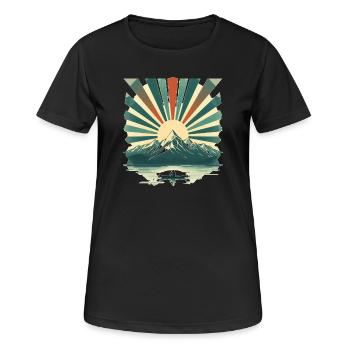 Lever de soleil au-dessus du lac de montagne - T-shirt respirant Femme - noir - Devant - AI Model Female 172 light (172cm)
