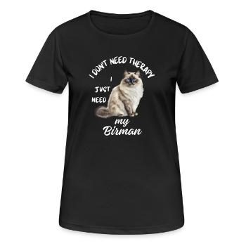 Birman-Katzentherapie - Frauen T-Shirt atmungsaktiv - Schwarz - Vorne - AI Model Female 172 light (172cm)