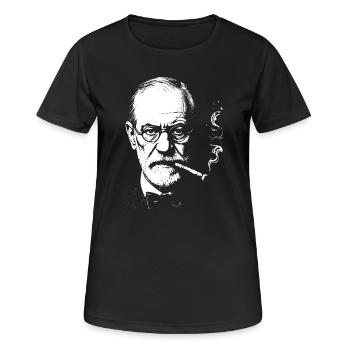 Sigmund Freud smoking cigar - Women's Breathable T-Shirt - black - Front - AI Model Female 172 light (172cm)